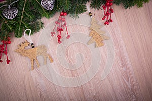 Christmas ornaments with pine tree and cones