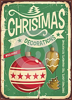 Christmas ornaments sale vintage tin sign