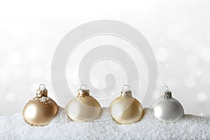 Christmas ornaments snow gold white