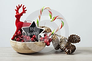 Christmas ornaments and text best wishes