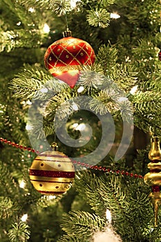 Christmas ornaments on tree