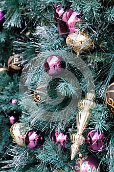 Christmas ornaments on tree