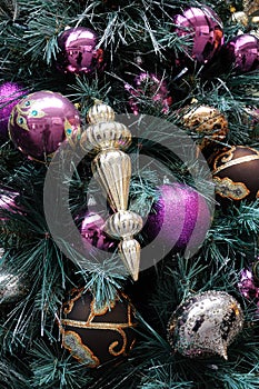 Christmas ornaments on tree