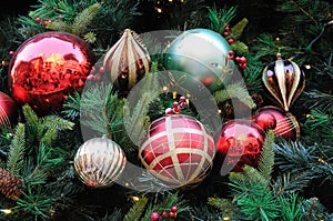 Christmas ornaments on tree