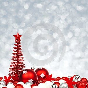 Christmas ornaments with twinkling background photo