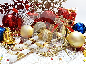 Christmas Ornaments on white background