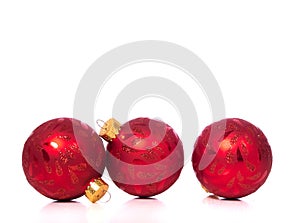 Christmas Ornaments on white background with copy space