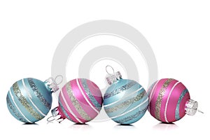 Christmas Ornaments on white background with copy space