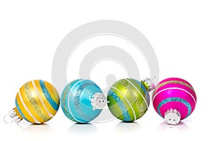 Christmas Ornaments on white background with copy space