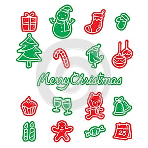 Christmas Outline Icons Set, Color