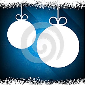 Christmas paper balls on blue background.