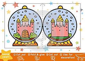 Christmas Paper Crafts for children, Snowball with a castle