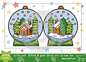 Christmas Paper Crafts for children, Snowball with a house