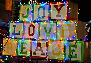 Christmas Parade Float Joy Love Peace