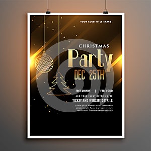 Christmas party black and gold poster flyer template design