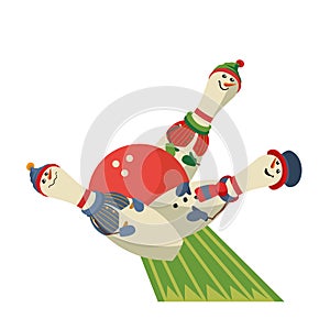 Christmas party bowling strike fancy vector icon