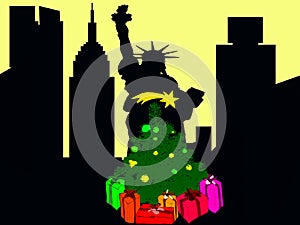 Christmas party in the city of new york