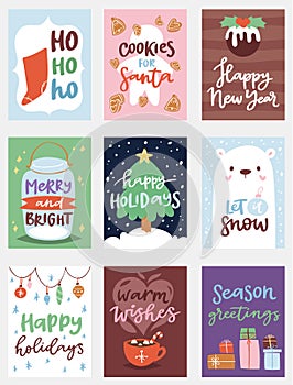 Christmas party invintation vector card design template for noel Xmas holiday celebration clipart New Year Santa Claus