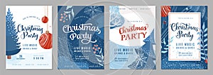Christmas party invitation poster background in trendy flat style