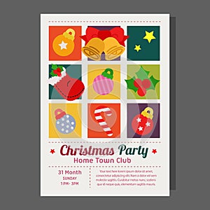 Christmas party poster grid style flat element