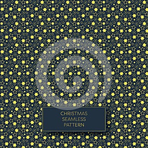 Christmas pattern backgroundvector template with stars and gold glittery design on dark blue background. Art deco style.