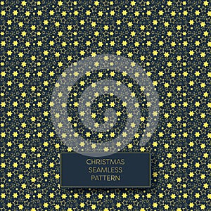 Christmas pattern backgroundvector template with stars and gold glittery design on dark blue background. Art deco style. photo