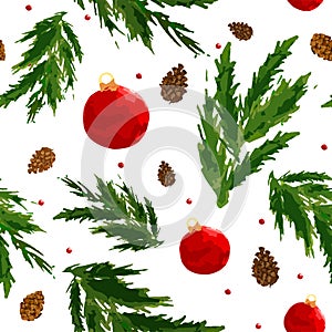 Christmas pattern with berry, ball, bump