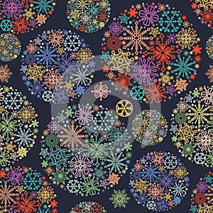 Christmas pattern, colorful snowflakes