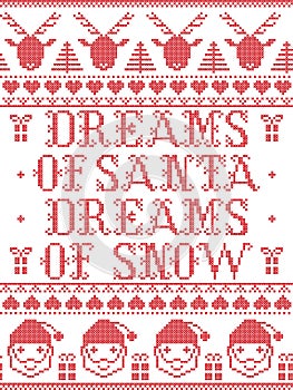 Christmas pattern Dream so Santa Dreams of Snow carol seamless pattern inspired by Nordic culture festive winter in stitch