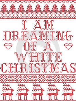 Christmas pattern I am dreaming of a white Christmas carol seamless pattern inspired by Nordic culture festive winter