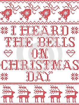 Christmas pattern I heard the bells on Christmas day carol Scandinavian seamless pattern inspired by nordic culture