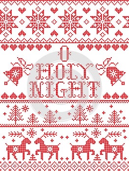 Christmas pattern O holy night Christmas carol seamless pattern inspired by Nordic culture festive winter in cross stitched