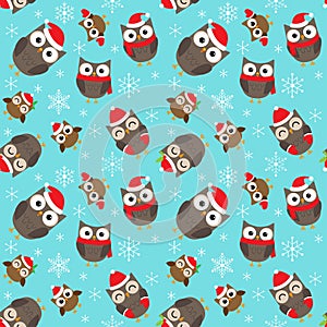 Christmas pattern with owls