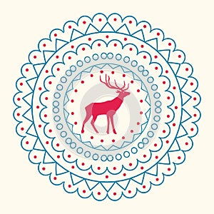 Christmas Pattern and Reindeer Vector Illustration