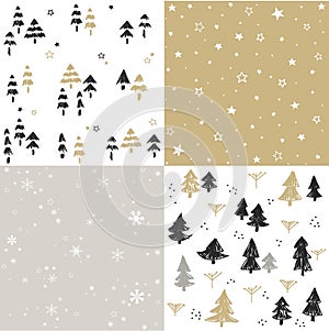 Christmas pattern set and vector illustration
