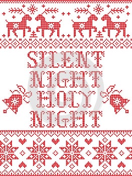 Christmas pattern Silent night Holy night seamless pattern inspired by Nordic culture festive winter in cross stitch