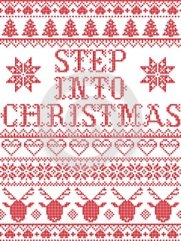 Christmas pattern Step into Christmas carol seamless pattern inspired by Nordic culture festive winter in cross stitch