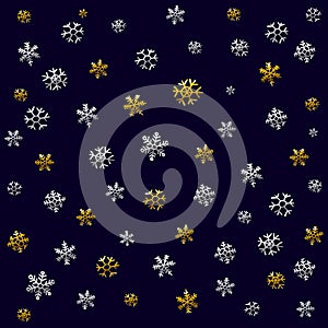 Christmas pattern for wrapping paper with Christmas icons. The thin line in gold and silver color. Use paper, fabrics, prints