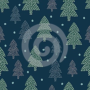 Christmas pattern - Xmas trees and snow.