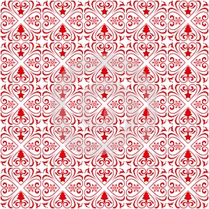 Christmas Patterns Ornaments Red Background photo