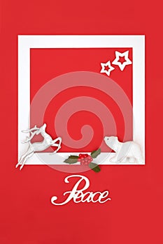 Christmas Peace Sign Background with North Pole Symbols