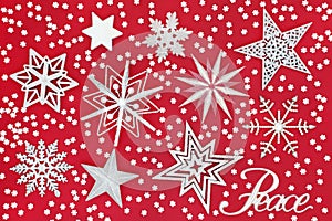 Christmas Peace Sign with Stars and Snowflakes