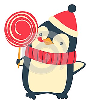 Christmas Penguin cartoons clip art. Cute penguin vector illustration