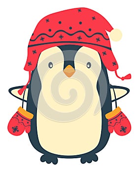 Christmas Penguin cartoons clip art. Cute penguin vector illustration