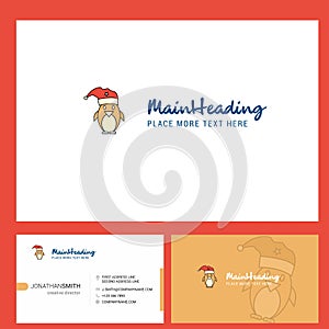 Christmas penguin Logo design with Tagline & Front and Back Busienss Card Template. Vector Creative Design