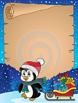 Christmas penguin and sledge parchment 3