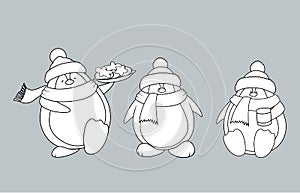 Christmas penguins coloring book