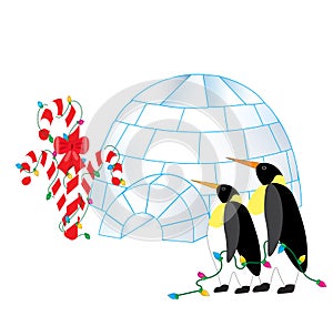 Christmas Penguins by Igloo Decorations Candy Cane Tree