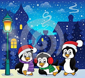 Christmas penguins thematic image 1