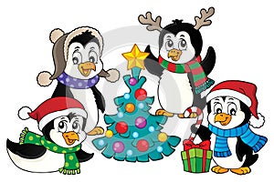 Christmas penguins thematic image 4